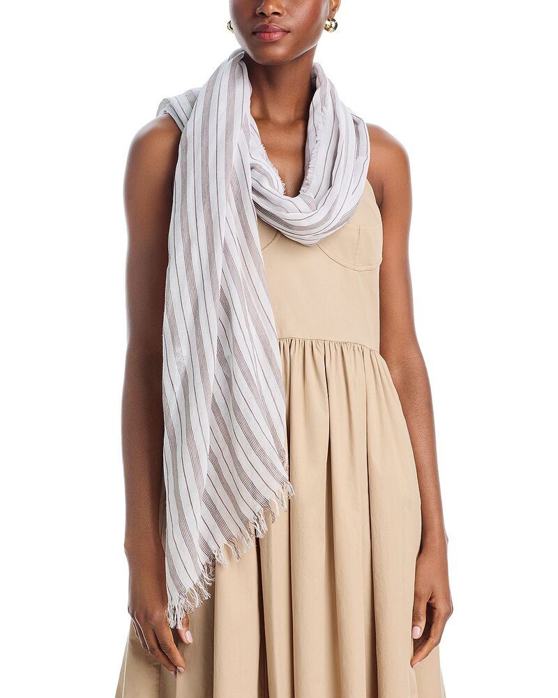 ヴィンス レディース アクセサリー マフラー・ストール・スカーフ コットン Vince Tri Stripe Cotton Scarf UMBER BARK ストライプ