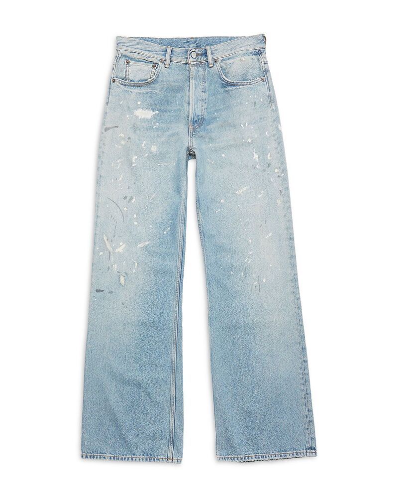 アクネ ストゥディオズ レディース ボトムス デニムパンツ ワイドレッグ ジーンズ Acne Studios Paint Splatter Wide Leg Jeans in Light Blue ブ