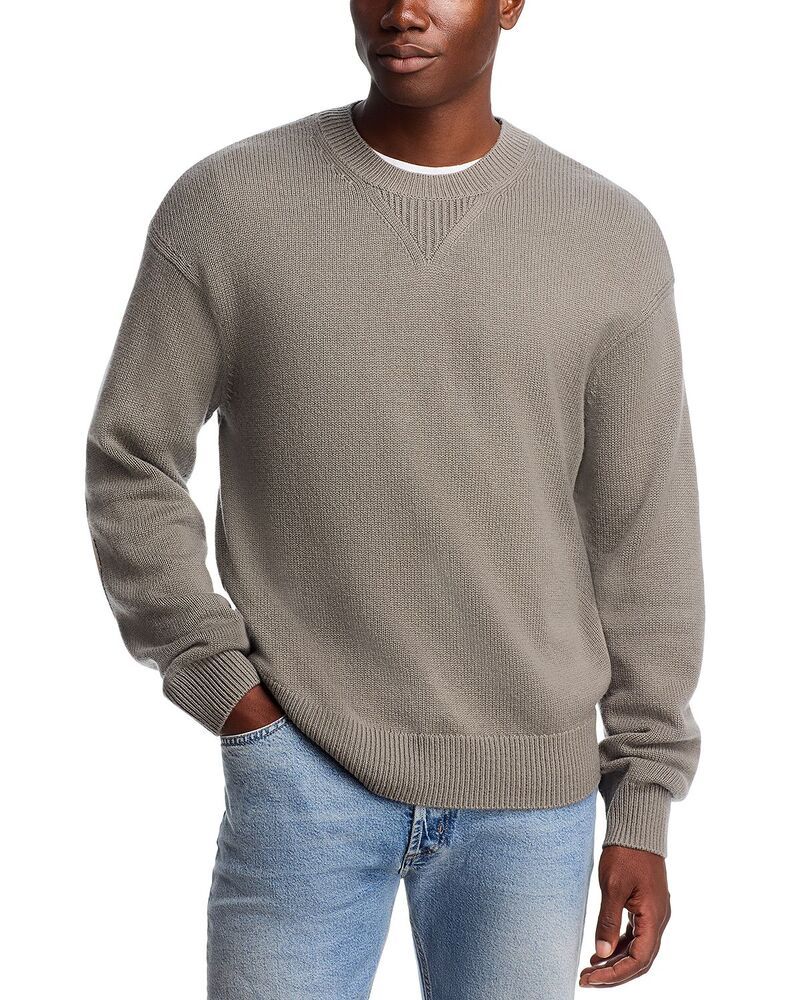 フレーム メンズ アウター ニット・セーター クルーネック スエード FRAME Suede Patch Crewneck Sweater Lightaupe トープ