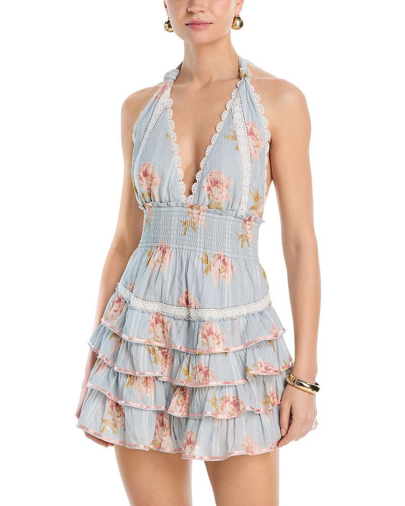 ラブスハックファンシー レディース トップス ワンピース ミニ ホルター LoveShackFancy Kerch Mini Halter Dress Rustic Sky