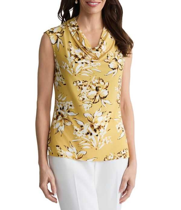 カスパール レディース トップス シャツ プチ プリント ブラウス Kasper Petite Cowl Neck Printed Blouse Butterscotch Multi マルチカラー