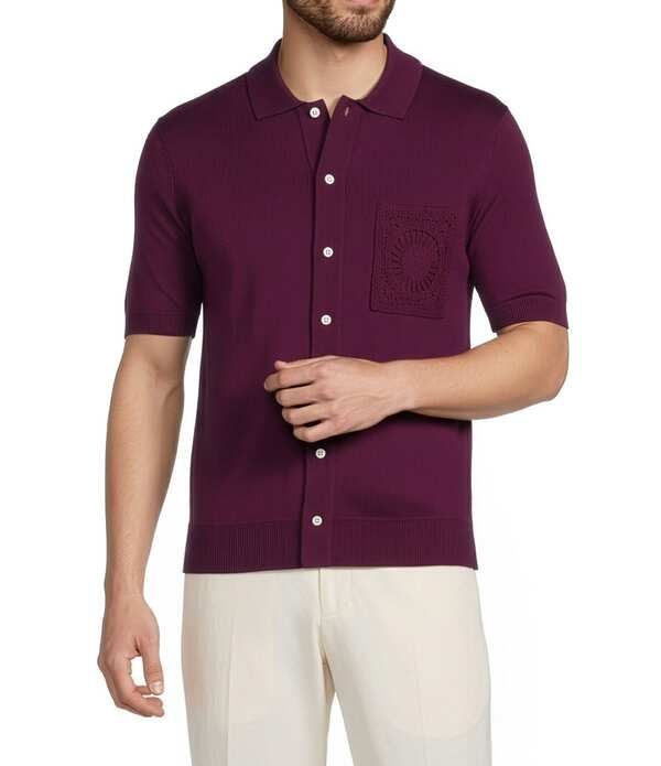 ムラノ メンズ トップス シャツ コート Muranoaxaca Collection Crochet Pocket Coatfront Shirt Sangria Purple パープル