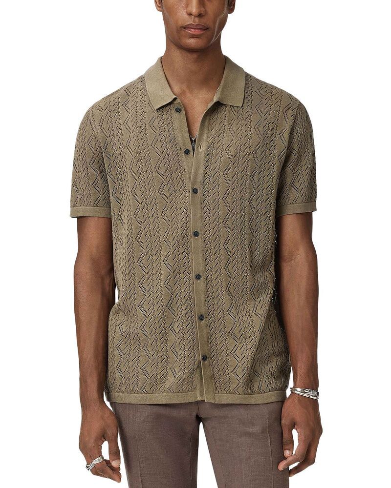 ジョンバルベイトス メンズ アウター ニット・セーター シャツ John Varvatos Emil Short Sleeve Pointelle Sweater Shirt Haze Grey グレ 48,480円