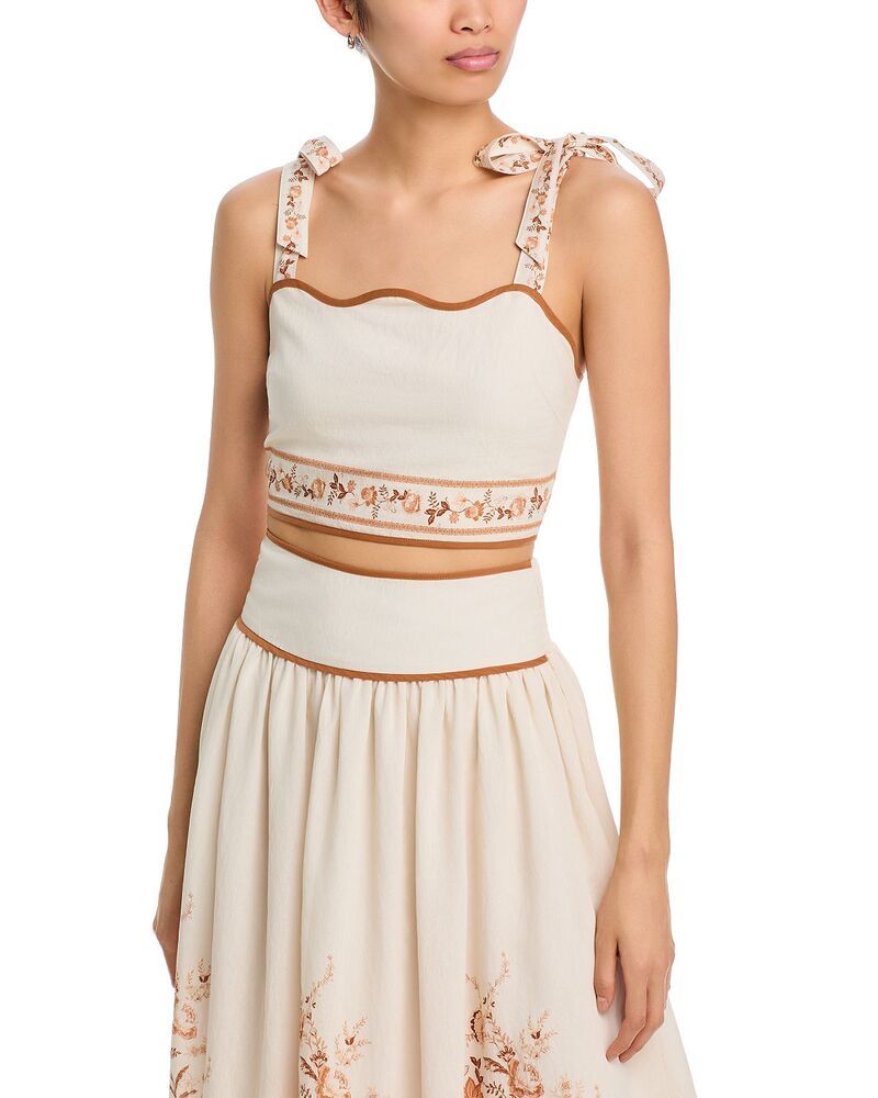 ムーンリバー レディース トップス シャツ フラワー柄 フラワー Moon River Floral Crop Top Creamulti クリーム