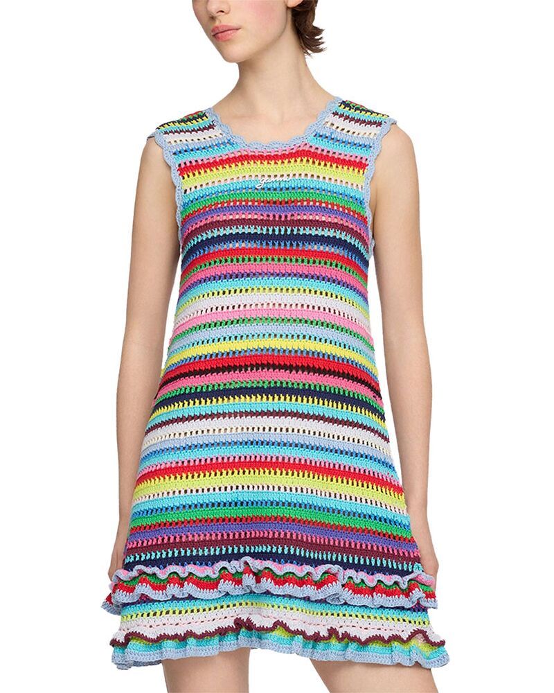 ガニー レディース トップス ワンピース GANNI Striped Crochet Dress Multicolour マルチカラー 96,140円