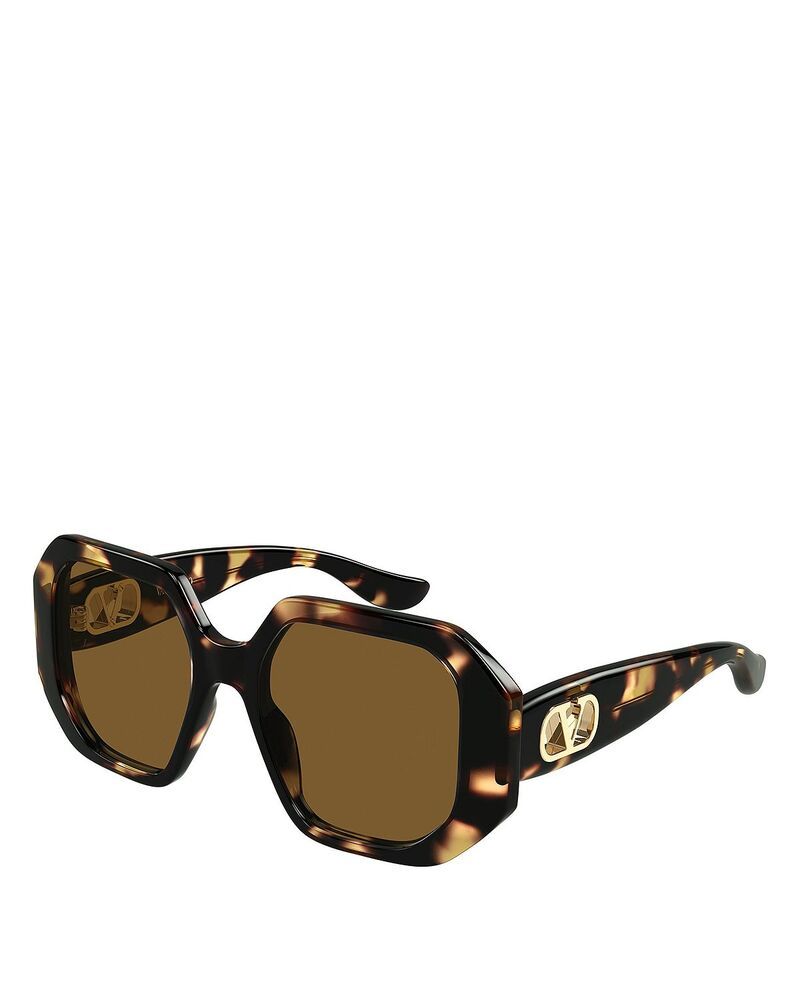 ヴァレンティノ レディース アクセサリー サングラス・アイウェア Valentino Garavani Valentino Geometric Sunglasses 55mm Havana