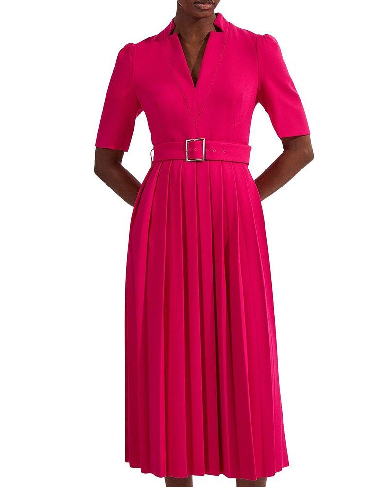 カレンミレン レディース トップス ワンピース クレープ ミディ Karen Millen Structured Crepe Belted Midi Dress Magenta マゼンタ