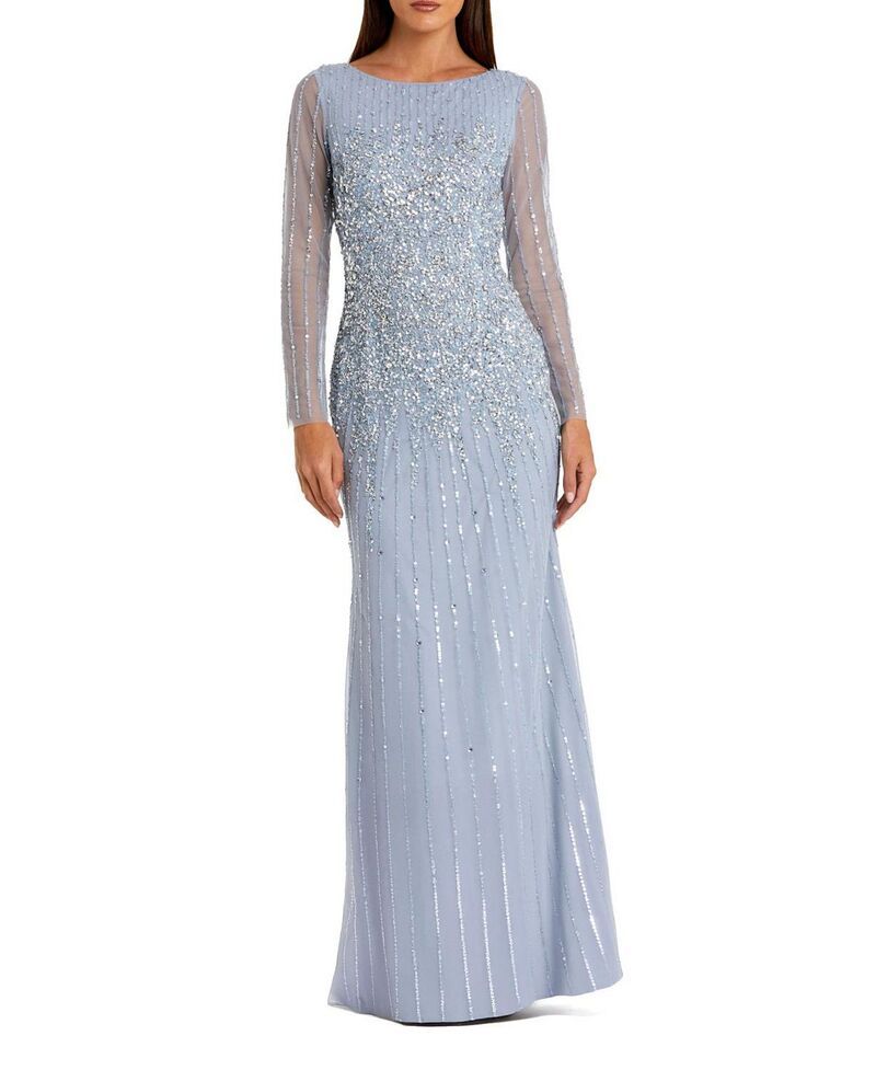 マックダガル レディース トップス ワンピース A ライン ハイネック スパンコール Mac Duggal High Neck Sequin Embellished Long Sleeve A Lin