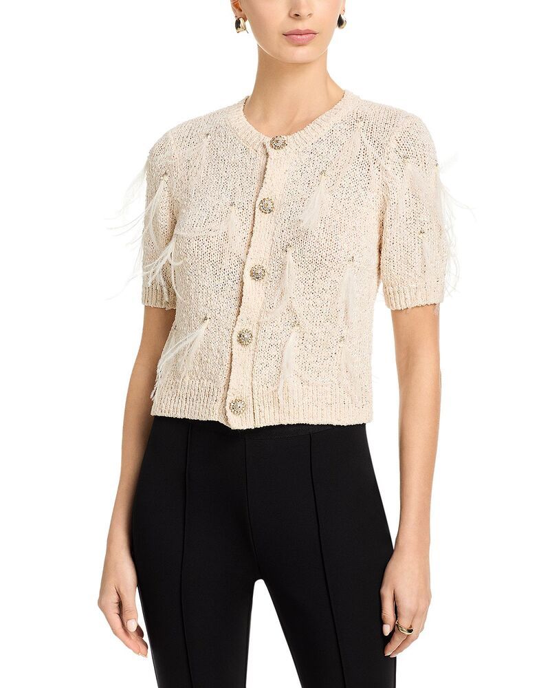 サンク セプト レディース アウター カーディガン セーター Cinq Sept Coralie Cardigan Sweater Naturalsequin