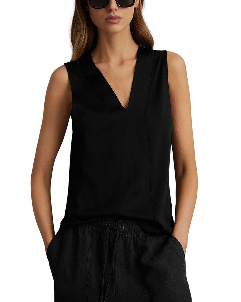レイス レディース トップス シャツ Vネック ノースリーブ REISS Mira Sleeveless V Neck Top Black ブラック