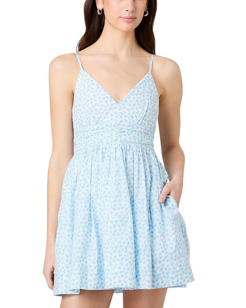 フレンチコネクション レディース トップス ワンピース ギャザー ミニ FRENCH CONNECTION Rhodes Ruched Mini Dress WhitePoolside Blue ホワ