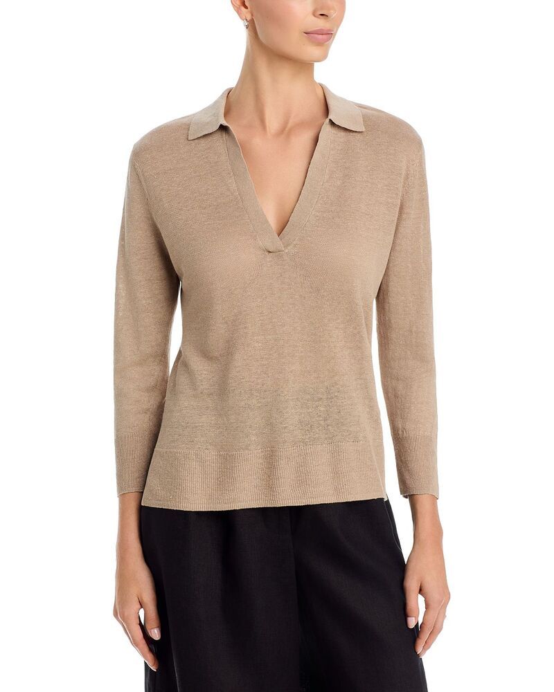 マジェスティック レディース アウター ニット・セーター リネン Majestic Filatures Linen Collared Sweater Desert