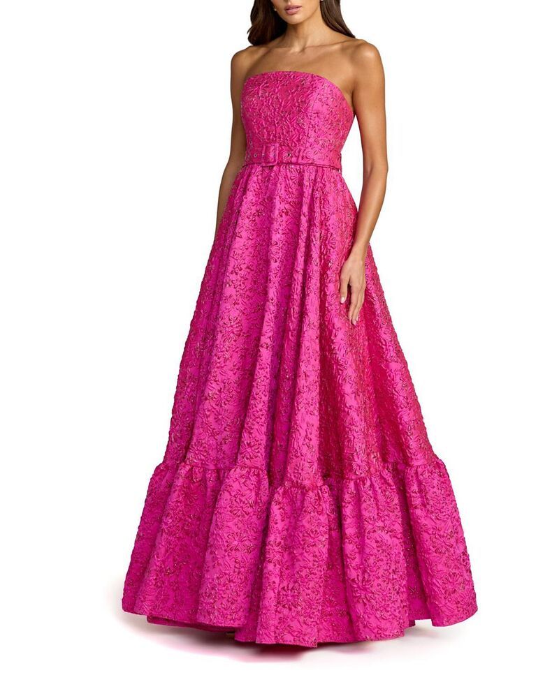 マックダガル レディース トップス ワンピース フリル裾 フラワー柄 フリル ストラップレス フラワー Mac Duggal Strapless Floral Brocade Ruffle Hem G