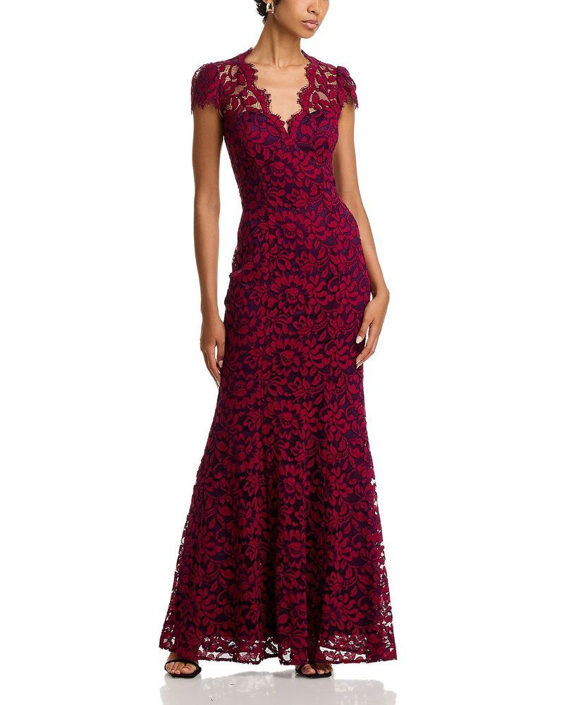 エリザジェイ レディース トップス ワンピース レース Eliza J ScallopedEdge Lace Gown Exclusive Sangria