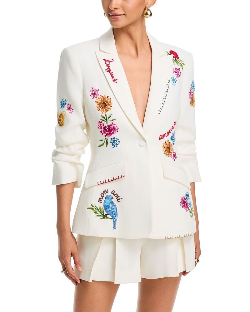 サンク セプト レディース アウター ジャケット・ブルゾン ブレザー Cinq Sept Celeste Vine Scrunched Cheyenne Blazer Ivorymulti アイボリー