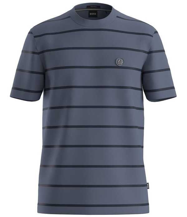 ヒューゴボス メンズ トップス シャツ Hugo Boss CTaut Stripe Short Sleeve TShirt Blue ブルー