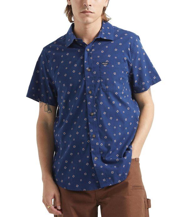 ブリクストン メンズ トップス シャツ フラワー柄 プリント フラワー Brixton Short Sleeve Charter Floral Print Woven Shirt Midnight B