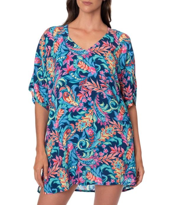 ジャントゼン レディース トップス ワンピース Vネック Jantzen Artissan Celia VNeck Tunic Swim CoverUpantheon Blue ブルー