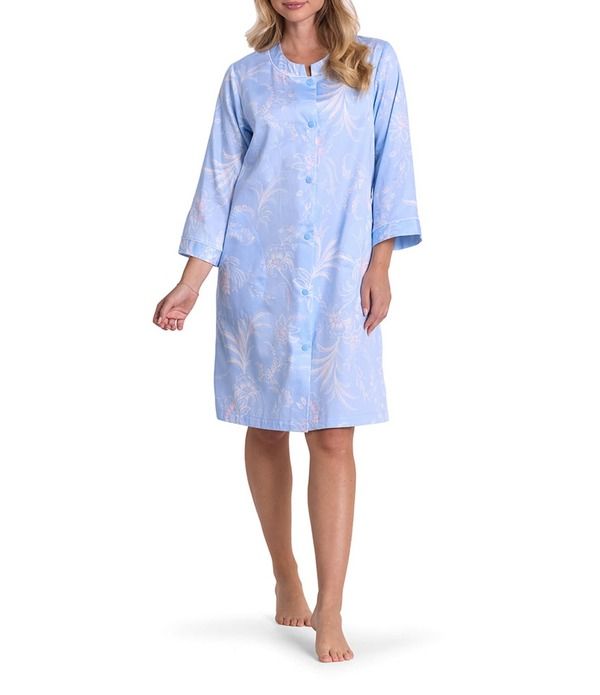 ミス エレーン レディース アンダーウェア ナイトウェア プチ プリント Tシャツ Miss Elaine Petite Size Wildflower Print 34 Sleeve Sateen
