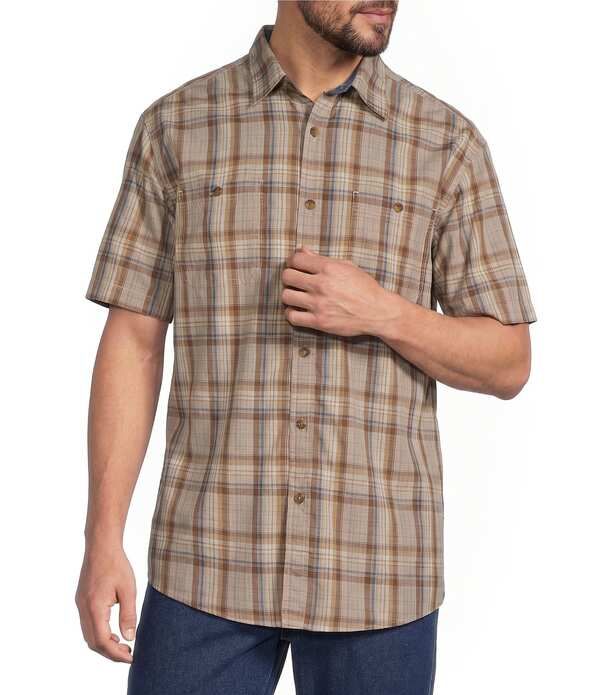 ラウンドトゥリーアンドヨーク メンズ トップス シャツ トール Roundtree Yorke Big Tallarge Plaid Short Sleeve Sport Shirt Brown ブラ 16,635円