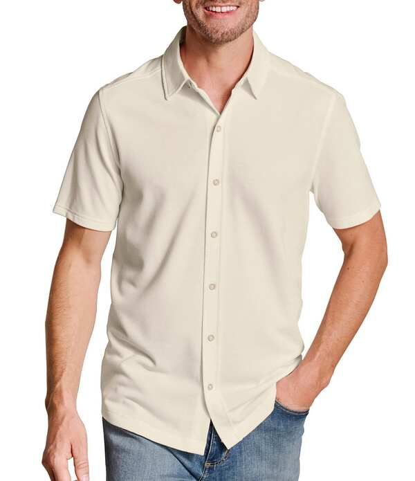 ジョンストンアンドマーフィー メンズ トップス シャツ Johnston Murphy Bennett Honeycomb Short Sleeve Woven Shirt White Honeyco