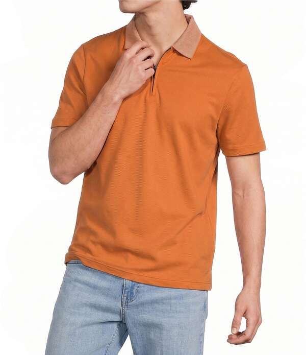 ムラノ メンズ トップス シャツ スリムフィット Murano Liquid Luxury Slim Fit QuarterZip Solid Short Sleeve Polo Shirt Brig