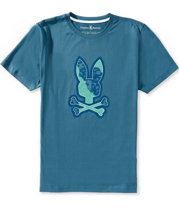 サイコバニー メンズ トップス シャツ グラフィック Psycho Bunny Oliver Short Sleeve Graphic TShirt Mallard Blue ブルー