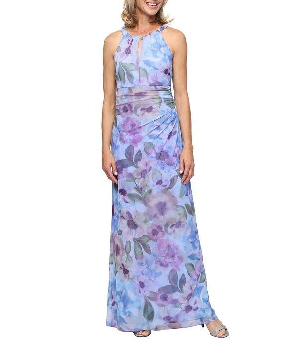 イグナイト レディース トップス ワンピース フラワー柄 プチ プリント メッシュ ノースリーブ フラワー ホルター Ignitevenings Petite Size Floral Printed