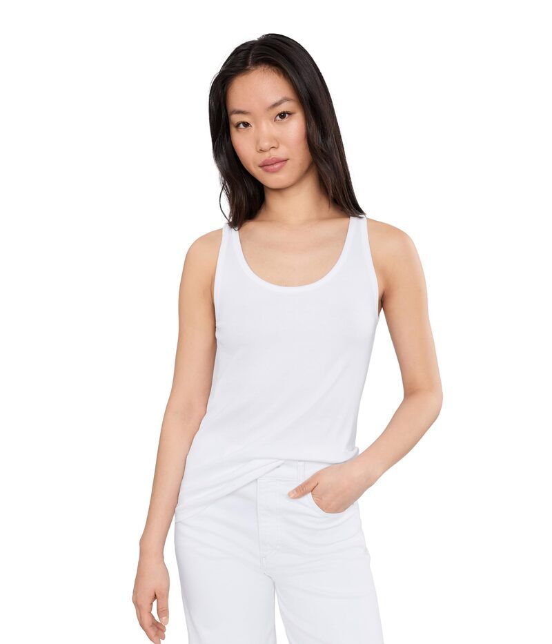 エイリーンフィッシャー レディース トップス シャツ コットン Eileen Fisher Organicotton Stretch Rib Scoop Neck Slim Tank White ホワ