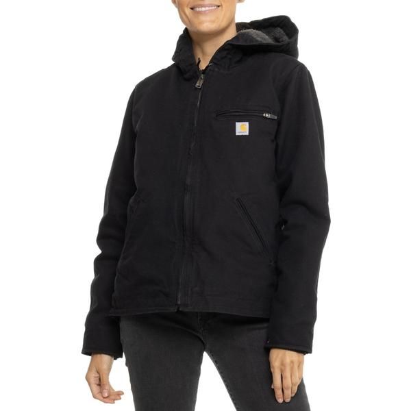 カーハート レディース アウター ジャケット・ブルゾン Carhartt 104292 Washeduck Jacket Sherpa Lined Black ブラック