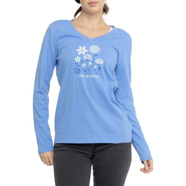 ライフイズグッド レディース トップス シャツ グラフィック Life is Good Mum s Day Flowers Graphic TShirt Long Sleeve Cornflower