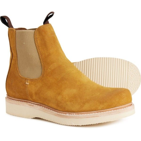 フライ メンズ シューズ ブーツ・レインブーツ スエード チェルシー Frye Hudson Chelsea Wedge Boots Suede For Men Golden Rod