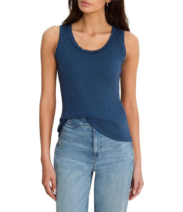 ニックアンドゾー レディース トップス シャツ フリル ノースリーブ コットン ニット NIC ZOE Cotton Slub Knit Ruffle Scoop Neck Sleeveless Ta