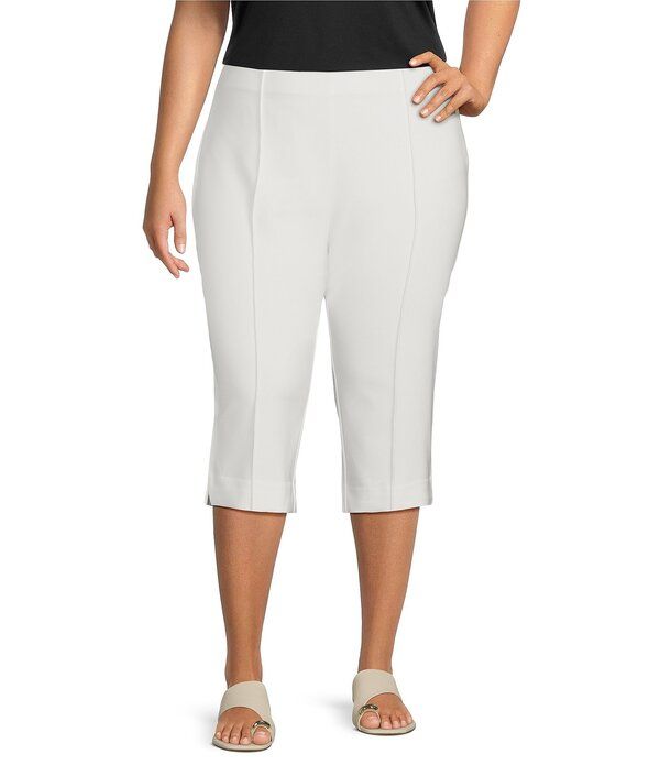 インベストメンツ レディース ボトムス カジュアルパンツ プラスサイズ キャップ Investments Plusize PullOn Pintuck Capri Pants Cannoli Crea