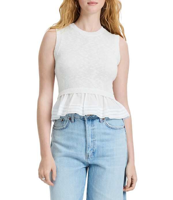 フレンチコネクション レディース トップス シャツ ノースリーブ French Connection Pascale Poplin Mixed Media Round Neck Sleeveless