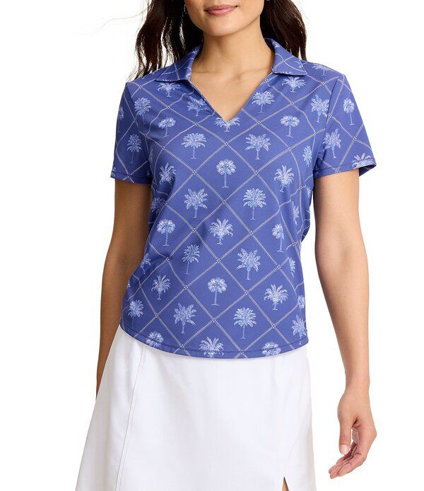 トッミーバハマ レディース トップス シャツ Tommy Bahamabby Getaway Frond IslandZoneR Palm Tree Polo Collar Short Sleeve
