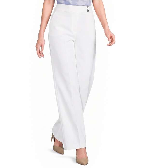 カルバンクライン レディース ボトムス カジュアルパンツ ワイドレッグ コットン Calvin Klein Cotton Blend Wide Leg Fullength Pants White ホワ