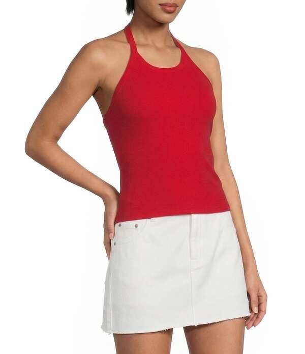 ジャンビニ レディース トップス シャツ ノースリーブ ニット ホルター Gianni Bini Halter Neck Sleeveless Knitank Top High Risk Red レッ