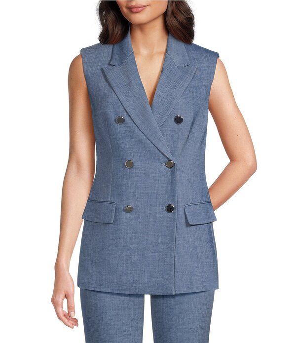 カルバンクライン レディース アウター ベスト ノースリーブ Calvin Klein Coordinating Lux Double Breasted Notch Lapel Sleeveless