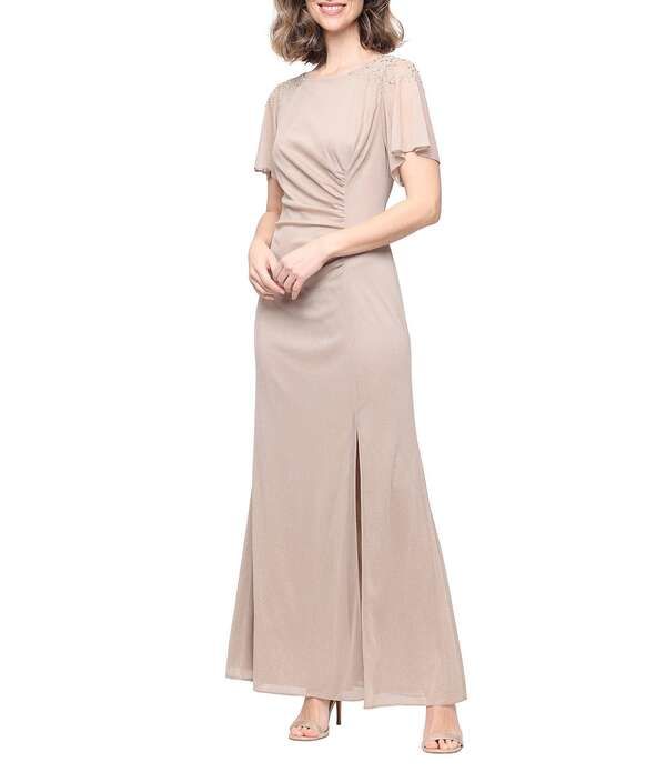 イグナイト レディース トップス ワンピース フロントスリット ジャージー Igniteveningshort Sleeve Round Neck Front Slit Glitter Jersey
