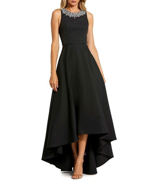 マックダガル レディース トップス ワンピース クレープ ハイネック ノースリーブ Mac Duggal Crepe Beaded High Neck Sleeveless HighLow Ball