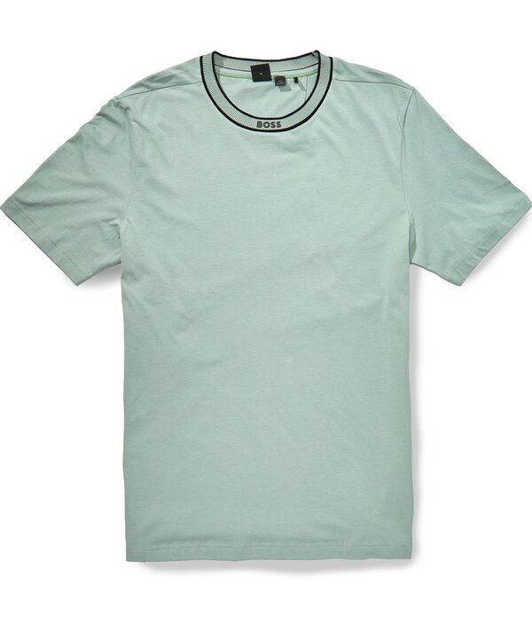 ヒューゴボス メンズ トップス シャツ ロゴ Hugo Boss Logo Collar Short Sleeve TShirt Open Green グリーン