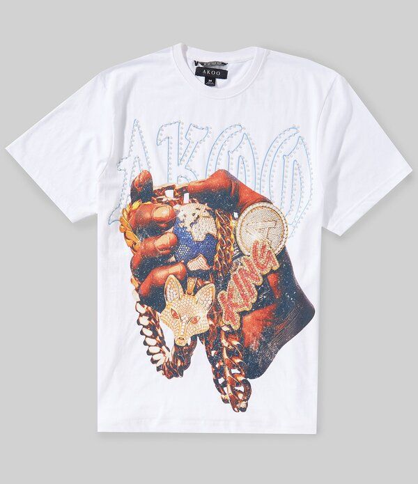 アクー メンズ トップス シャツ AKOO Short Sleeve Studded Standard Fitee White ホワイト