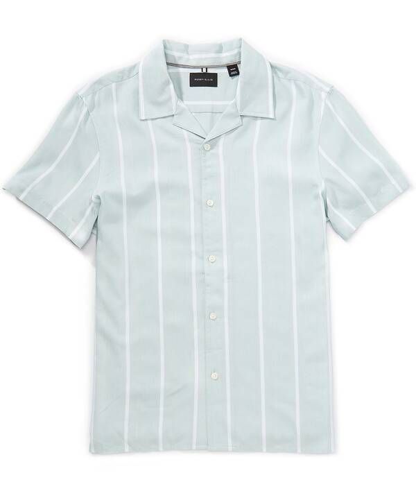 ペリーエリス メンズ トップス シャツ Perry Ellistripe Short Sleeve Woven Camp Shirt Cloud Blue ブルー
