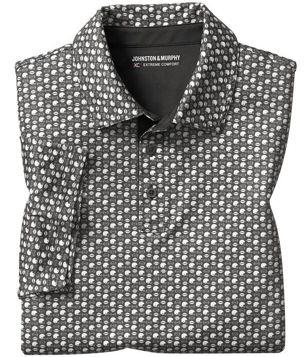 ジョンストンアンドマーフィー メンズ トップス シャツ プリント Johnston Murphy XC Helmet And Football Print Short Sleeve Polo Shir