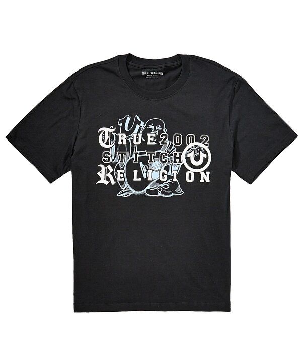 トゥルーレリジョン メンズ トップス シャツ ロゴ グラフィック True Religion Buddha Logo Graphic Short Sleeve TShirt Jet Black ブラッ