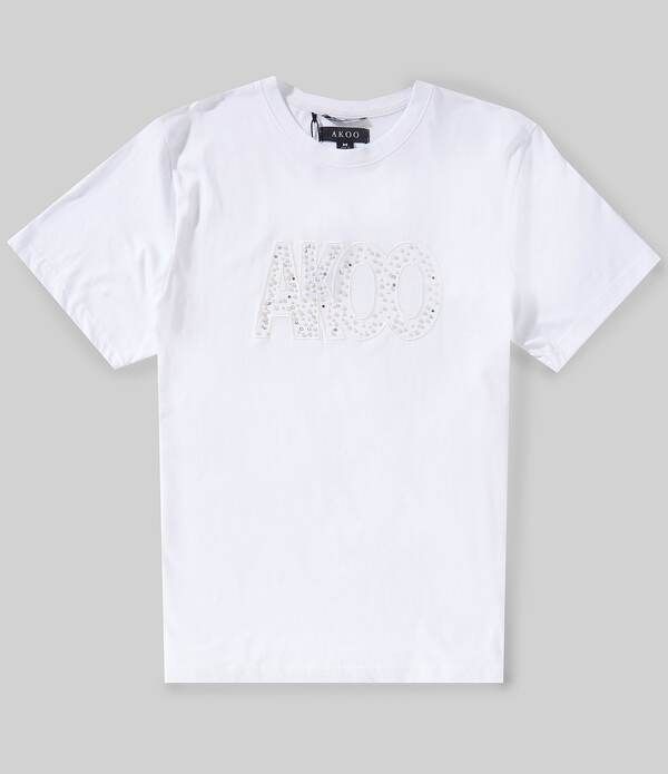 アクー メンズ トップス シャツ AKOO Pearl Gembellished Short Sleeve Tee White ホワイト