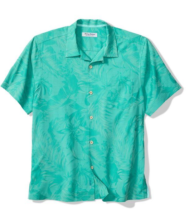 トッミーバハマ メンズ トップス シャツ Tommy Bahama Coastal Ease Botanic Loom Short Sleeve Woven Camp Shirt Blue Free