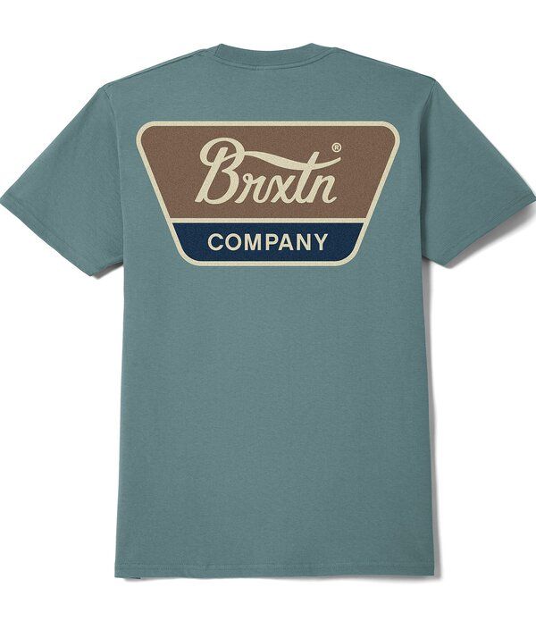 ブリクストン メンズ トップス シャツ ロゴ Brixton Short Sleeve Linwood Logo TShirt Ocean BreezeBrownDark Navy ネイビー