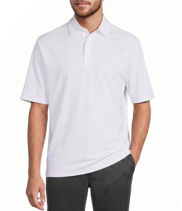 ラウンドトゥリーアンドヨーク メンズ トップス シャツ Roundtree Yorke Performance Short Sleeve Stripe Jacquard Polo Shirt Whit